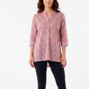 Bodhi Womens NWOT Multicolor Chevron Print V-Neck 3/4 Sleeve Tunic Top Size L